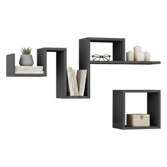 Dmora Estanter&iacute;a Cyllene, Estante, Estante De Pared, Estanter&iacute;as Multiusos, 116x20h45 Cm, Antracita, Con Embalaje Reforzado - Dmora