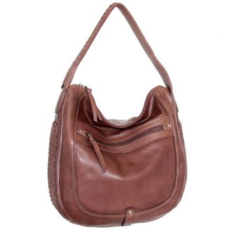 Nino Bossi Vintage Leather Woven Accent Hobo in Brown