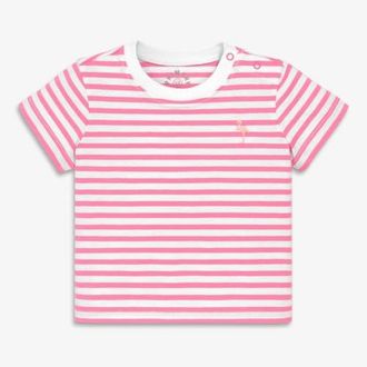primary Baby Embroidered Stripe Tee in Taffy White Stripe at Nordstrom, Size 18-24M
