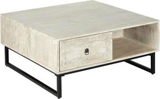 Atmosphera Mesa baja «Ajay» - metal y madera de mango - efecto blanqueado - Atmosphera créateur dintérieur