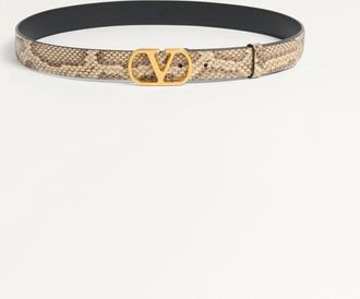 Valentino Garavani Cintura VLogo Signature In Pitone 30 Mm Donna CREMA 070