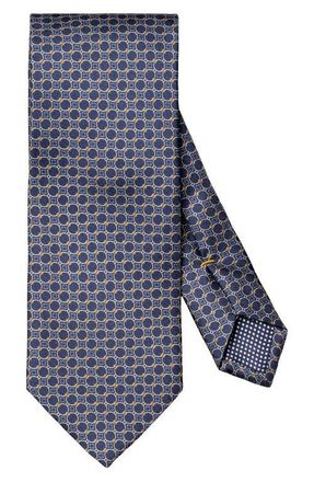 Eton Interlock Print Silk Tie in Dark Blue at Nordstrom