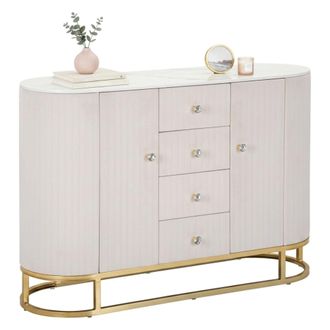 Dmora Dmora - Aparador Lodovico, Buf&eacute; De Sal&oacute;n, Aparador De Sal&oacute;n, Despensa De Cocina, 120x40 H85 Cm, Crema Y Blanco