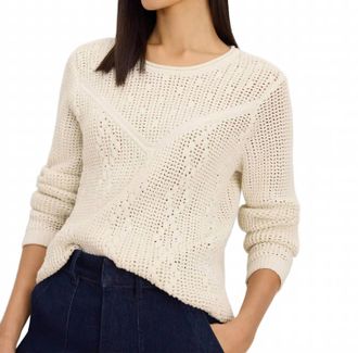 Nic+Zoe Diamond Stitch Mix Sweater In Coconut