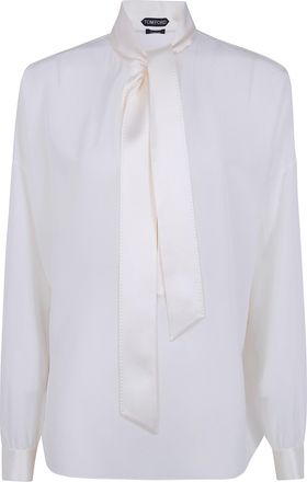 Tom Ford Silk Crepe De Chine Lavalliere Tunic Top