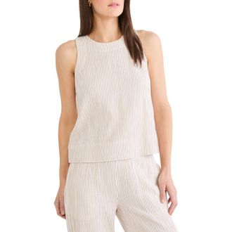 Nic+Zoe Pinstripe Cotton Blend Gauze Tank in Neutral Mix at Nordstrom, Size Xx-Large