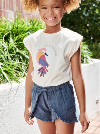 Vertbaudet M&auml;dchen T-Shirt, Paradiesvogel wollweiss
