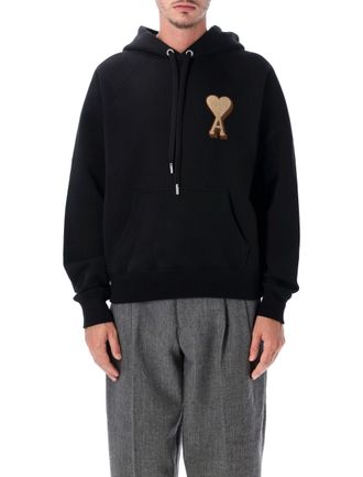 Ami Black Adc Embroidered Heart Hoodie
