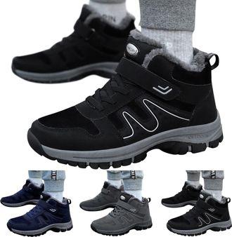 Generic Mens Anti Slip Fleece Lined Trainer, Mens Fleece Lined High Top Trainers, Minimalist Versatile Sneakers Fashion Casual Sneakers Round-Toe Durable Walk