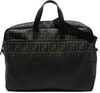 Fendi 2010-2025 Zucca gecoate canvas aktetas - Bruin