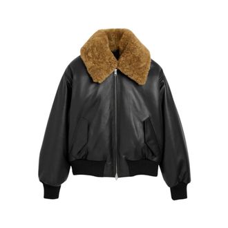 Ami Chaqueta Acolchada con Cremallera y Cuello de Borrego - Jackets - Mujer - Negro - S