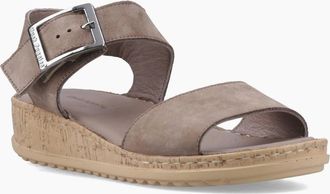 Hush Puppies Womens Hush Puppies Ellie Leather Womens Fossil Sandals - Grey - Size: 4
