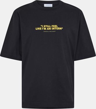 Off-white Mens Off White Regular Fit Lettering Crew Neck T-Shirt in Black - Size X-Large