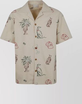 Dr&ocirc;le de Monsieur graphic print camp collar shirt