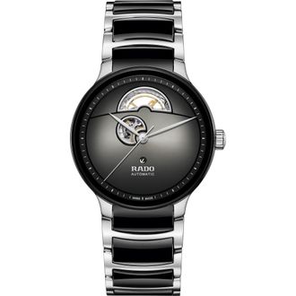 Rado Centrix Open Heart Automatic Ceramic Bracelet Watch, 39.5mm in Black at Nordstrom