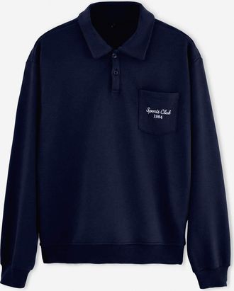 Trendyol MAN Heren Donkerblauw Geborduurd Lang, Oversized Sweatshirts