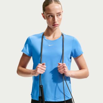 Nike Womens One Classic Dri-FIT Short-Sleeve Top in Blue | FN2798-414