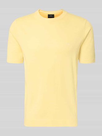 Fynch-Hatton Fynch-Hatton Regular Fit T-Shirt mit Leinen-Anteil in Strick-Optik in GELB, Gr&ouml;&szlig;e 3XL