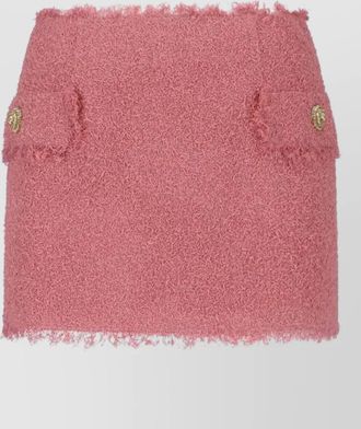 Balmain midi knee skirt front pockets hardware