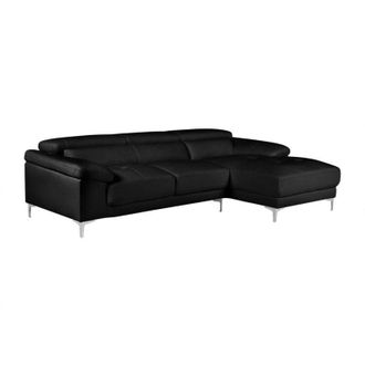 Vente-Unique Vente-unique - Divano angolare in pelle Nero - Angolo a destra - solange