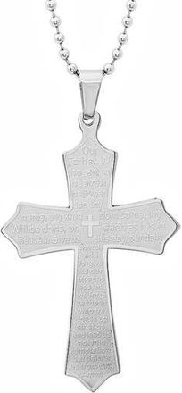 Steeltime Mens Our Father Cross Pendant Necklace in Silver at Nordstrom Rack