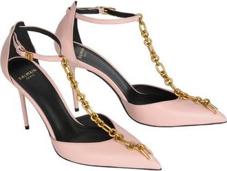 Balmain Sync leather stilettos with pointed toe in Pink at Nordstrom, Size 41
