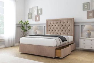 Sloomy Montana Naples Divan Set 2 Drawers-54 Headboard in Light Brown | Size: Small Single