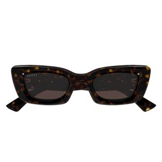 Gucci Smal Montuur Kattenoog Zonnebril - unisex - Accessoires - Bruin - Maat: 49 MM