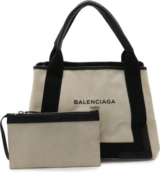 Balenciaga Black Canvas Handbag Pouch Tote Bag (Pre-Owned)