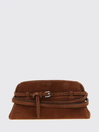 Moschino Tie Me Suede Clutch Bag with Shoulder Strap