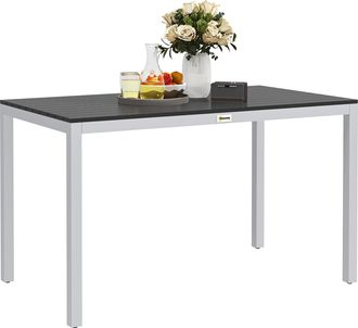 OUTSUNNY 120 x 70 cm Garden Table for 4-6 with Aluminium Frame - Slatted Top | TJ Hughes