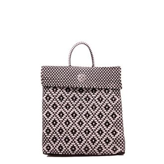 Lola's Bag Womens Small Handmade Aztec Backpack In Black/white