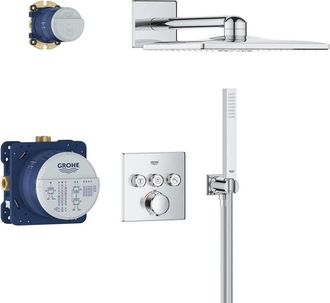 GROHE Precision SmartControl inbouw regendoucheset - thermostatisch - 31 cm vierkante hoofddouche - rechte wandarm - chroom