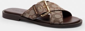 Coach Crisscross Buckle Sandal In Signature Jacquard