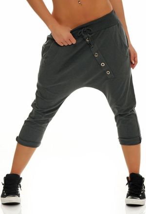 Malito more than fashion mailto Short Boyfriend Pants with Button Tape 8015 Women One Size (Dark Grey)