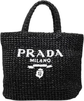 Prada Pre-owned Crochet Viscose Tote - Dames - Vintage Shopper - Zwart - ONE Size - Vintage