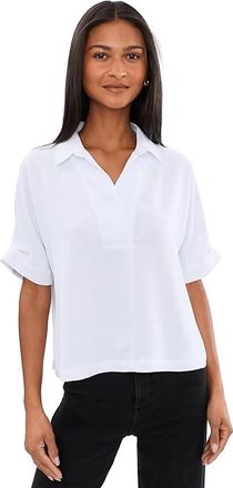 Nic+Zoe Petite Devon Shirt Womens Clothing Paper White : PS, Polyester