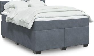 vidaXL Cama Box Spring Con Colch&oacute;n Terciopelo Gris Oscuro 140x190 Cm Vidaxl