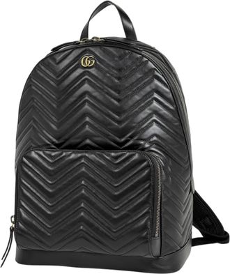 Gucci Gg Marmont Black Leather Backpack (Pre-Owned)