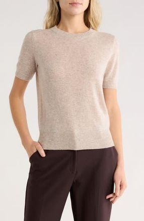 Nordstrom Short Sleeve Cashmere Sweater in Beige Hummus Heather at Nordstrom Rack, Size Xx-Small