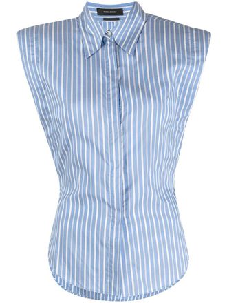 Isabel Marant Camicia a righe smanicata Enza - Blu