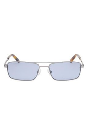 Abercrombie & Fitch 57mm Square Sunglasses in Shinny Light Nickeltin /Blue at Nordstrom