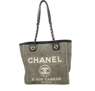 Chanel Gray Canvas Tote Bag (Pre-Owned)