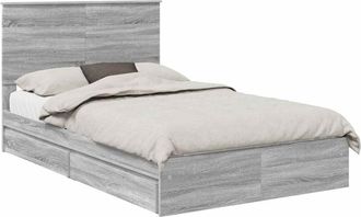 vidaXL Bed Frame with Drawer Grey Sonoma 120 x 200 cm Engineered Wood vidaXL