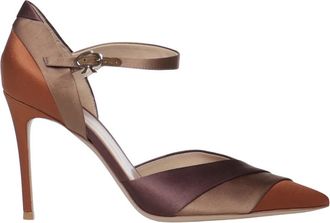 Gianvito Rossi Crepe Satin DOrsay Pomp - Dames - Pumps - Bruin - 37 EU - Satijn - Schoenen