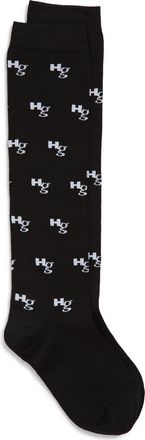 HommeGirls Logo Jacquard Knee High Socks in Black at Nordstrom