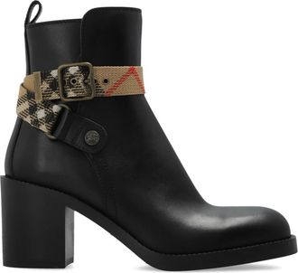 Burberry Schoenen, Dames, Zwart, 38 1/2 EU, Katoen, Huntley enkellaarsjes met hak