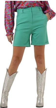 Est'seven Korte Broeken, Dames, Groen, S, Groene Bermuda Shorts voor Vrouwen