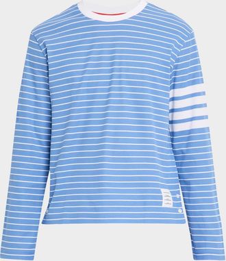 Thom Browne Mens Cotton 4-Bar Stripe Sleeve T-Shirt
