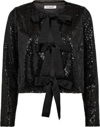 Co'Couture Sequin Bow Blouse Stevie CC - Dames - Blouses - Zwart - S - Overhemden